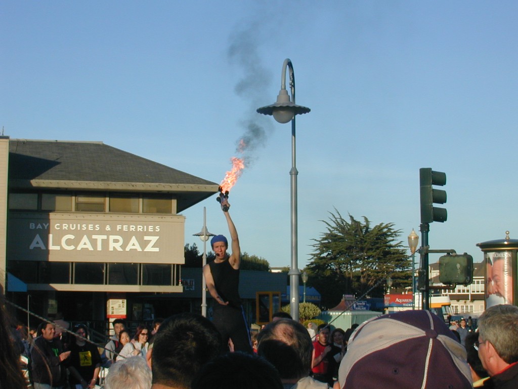 23 rope walker going to juggle fire