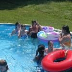 33 Deb and girls in the pool