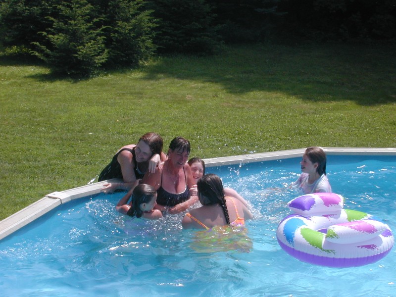 38 Mary helping Deb out of the pool